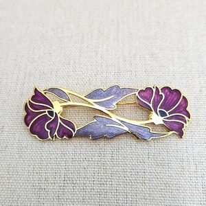 Fish & Crown Floral Enamel Brooch